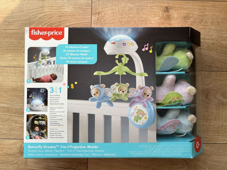 Karuzela Fisher Price misie z projektorem i muzyką