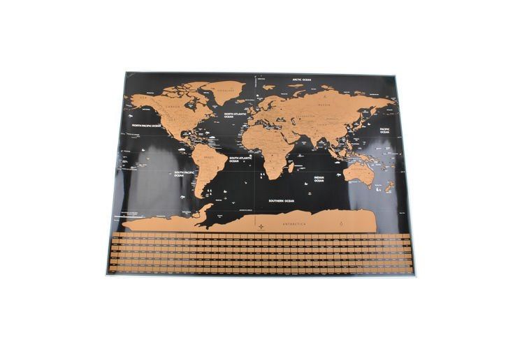 Mapa świata - zdrapka z flagami + akcesoria