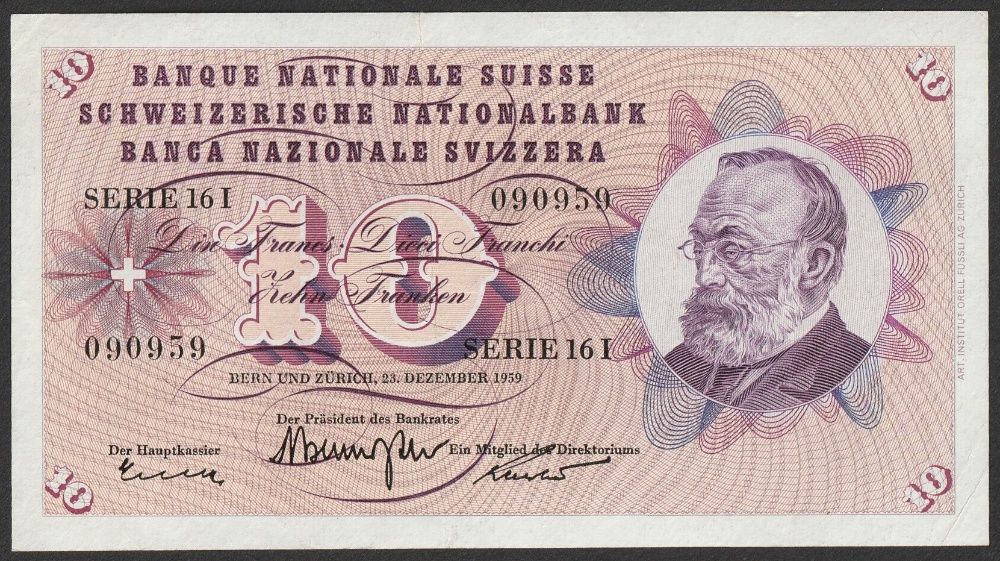 Szwajcaria 10 franków 1959 - stan bankowy - UNC -