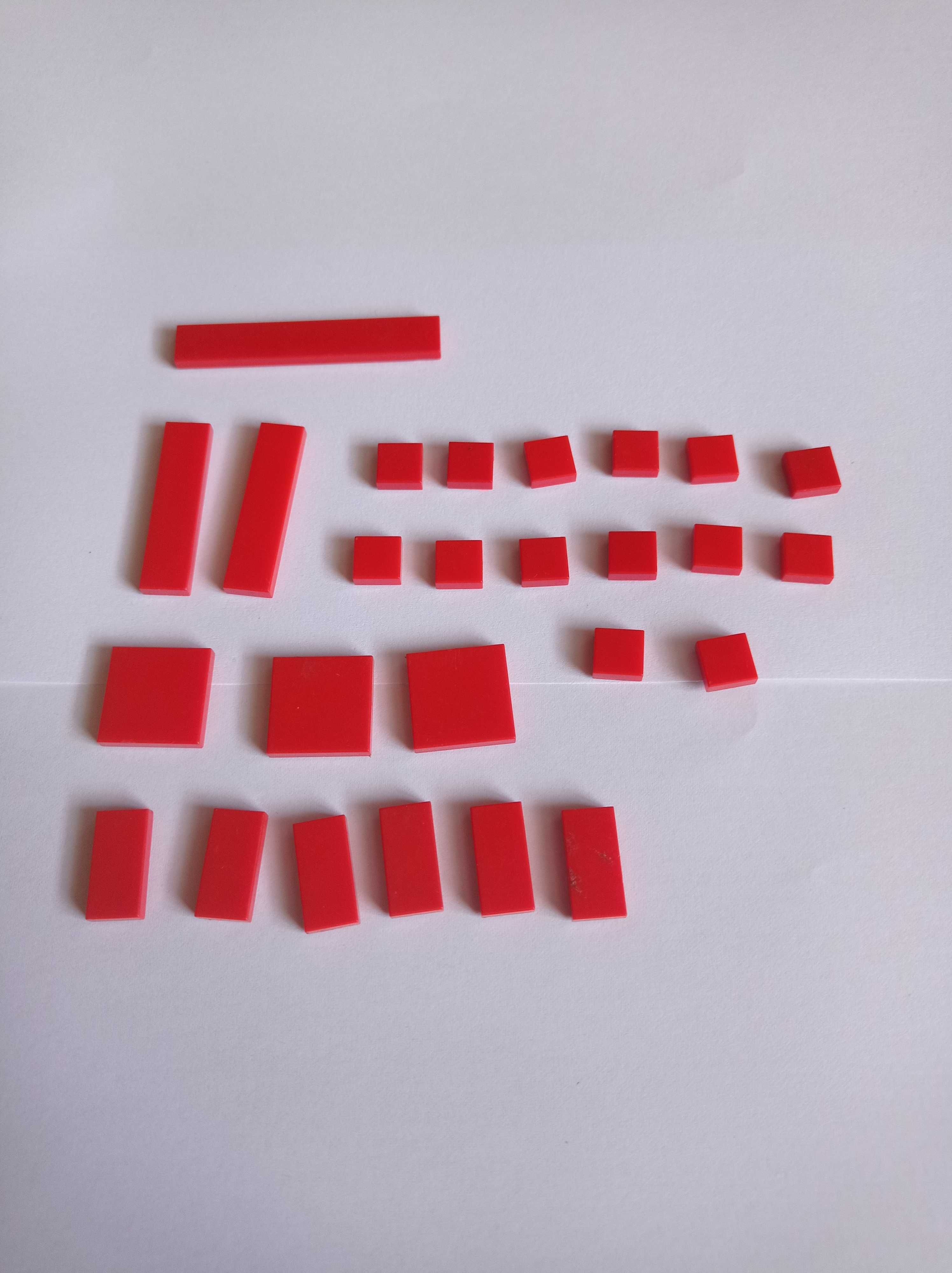 Klocki Lego płytka, 1x4 (2431), 1x2 (3069), 2x2, 1x6, 1x1, czerwony