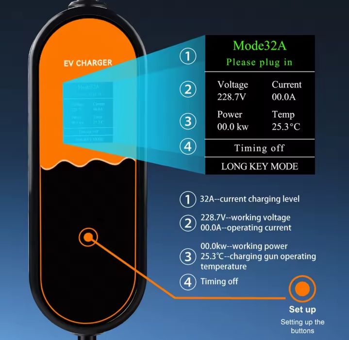 7кВт Type 2 3.5м зарядка для електро автомобіля зарядне тайп 2 Європа