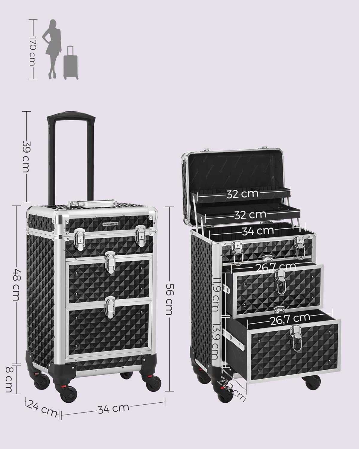 Nowa walizka kosmetyczna /kuferek /waliza /wózek /SONGMICS !5806!