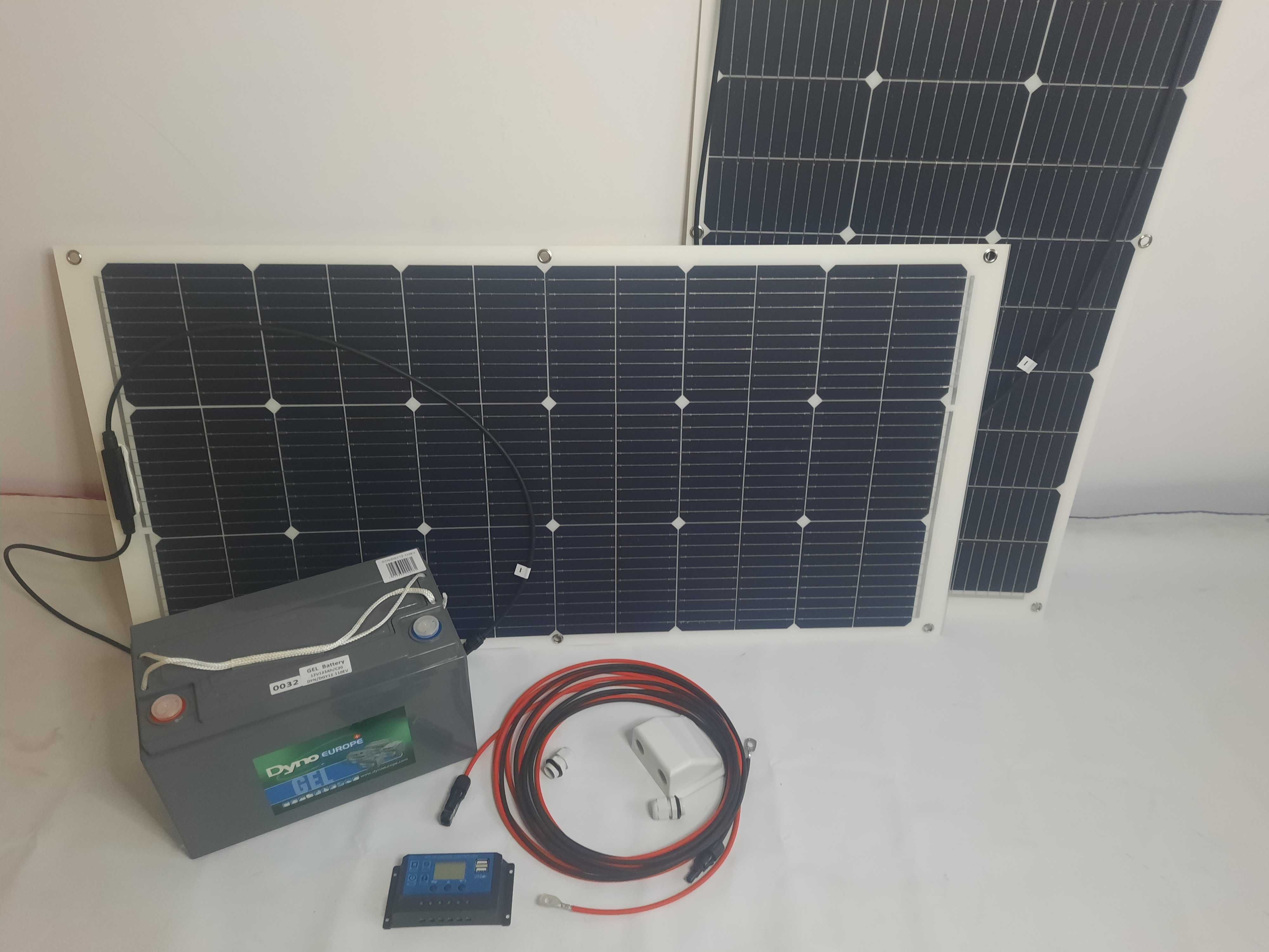 2x panel 100w akumulator gel 110ah solar fotowoltaika zestaw kamper