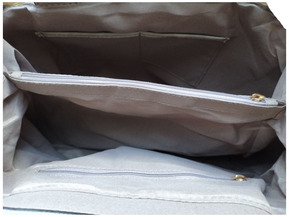 Torebka Damska Shopper z Przegrodą Duża Szara Pikowana Torba na Ramię