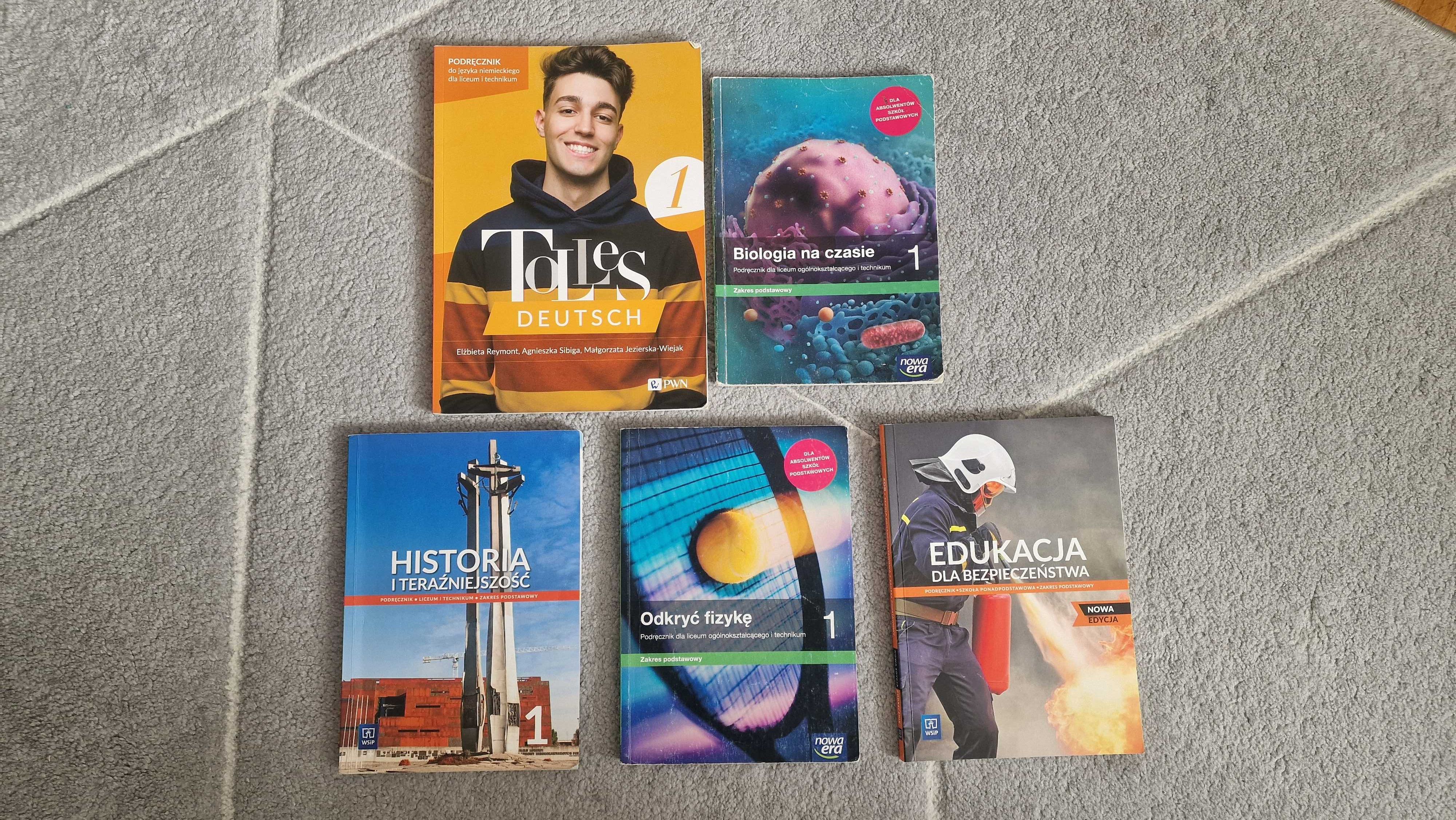 Podręczniki klasa 1 dla liceum i tech. Fizyka EDB Biologia Niemiecki