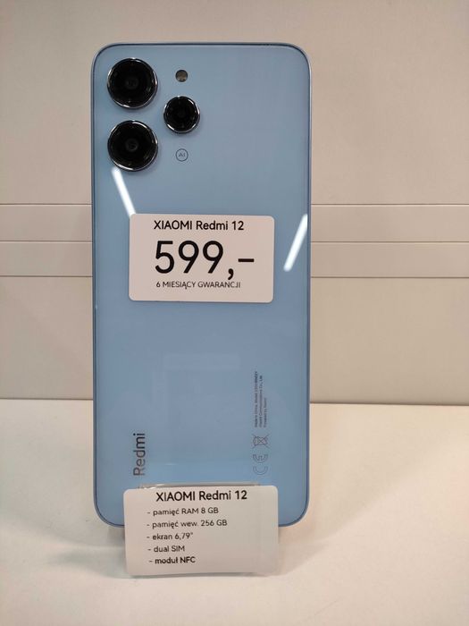 Smartfon Xiaomi Redmi 12   8GB/256GB 4G (LTE) Blue Sky Idealny