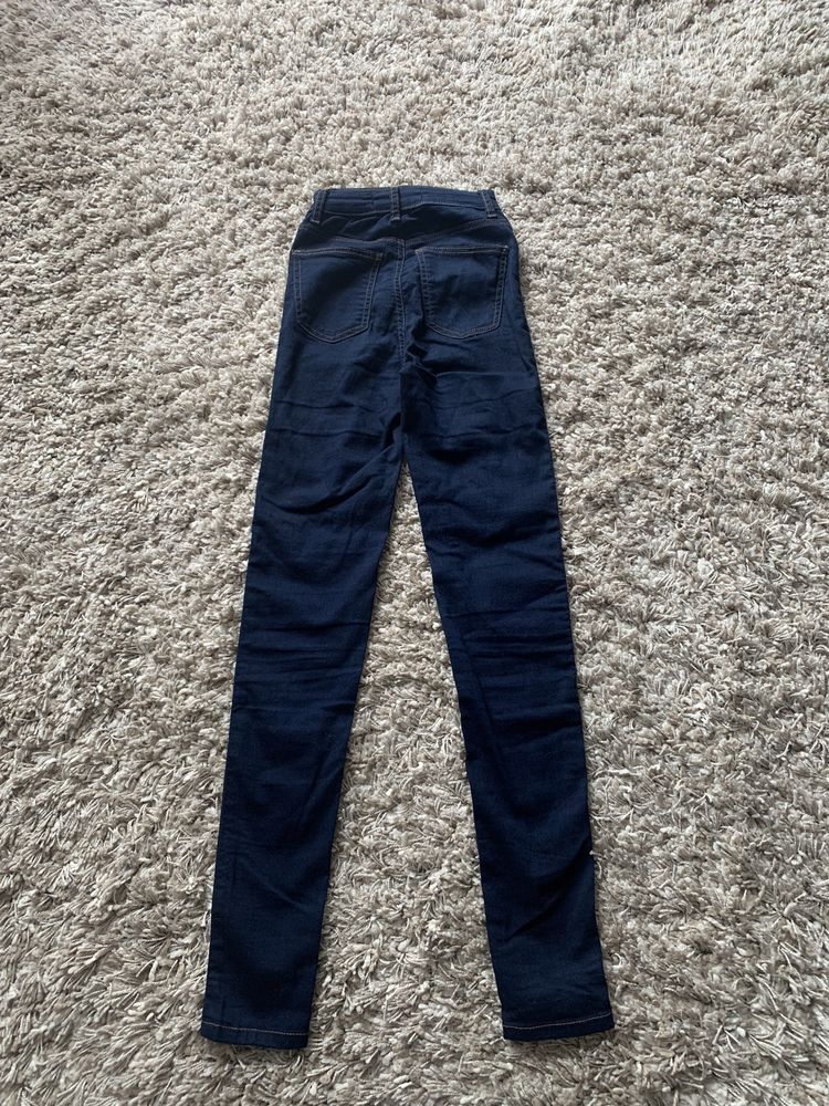 Spodnie jeans Tally Weijl 32 z wysokim stanem granatowe