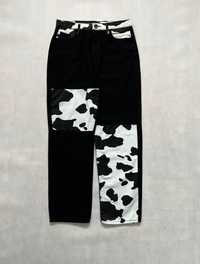 Spodnie krowa print y2k white black vintage
