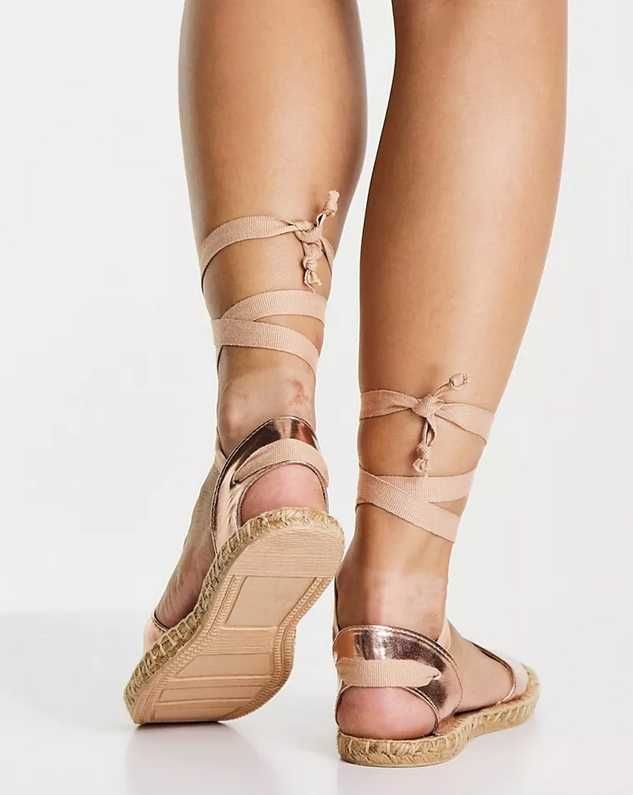 Płaskie wiązane na kostce espadryle London Rebel rozmiar 37 38 39