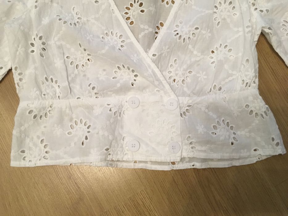 Ażurowa biała bawelna 100% bluzeczka damska na lato 38/M