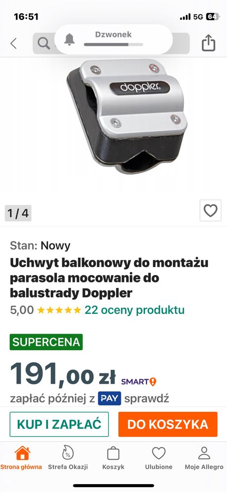 Uchwyt balkonowy doppler