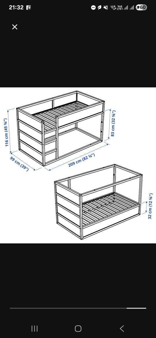 KURA łóżko dwustronne Ikea z materacem