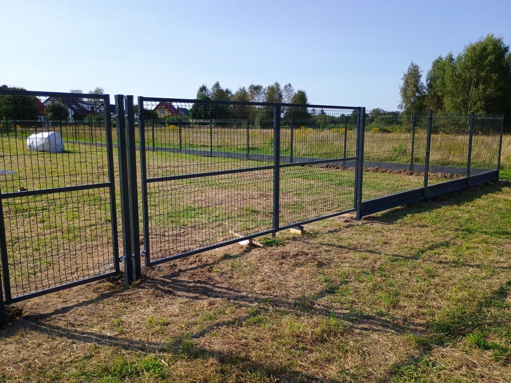 Brama panelowa, furtka, panele ogrodzeniowe, 1,53m, słupki, podmurówka