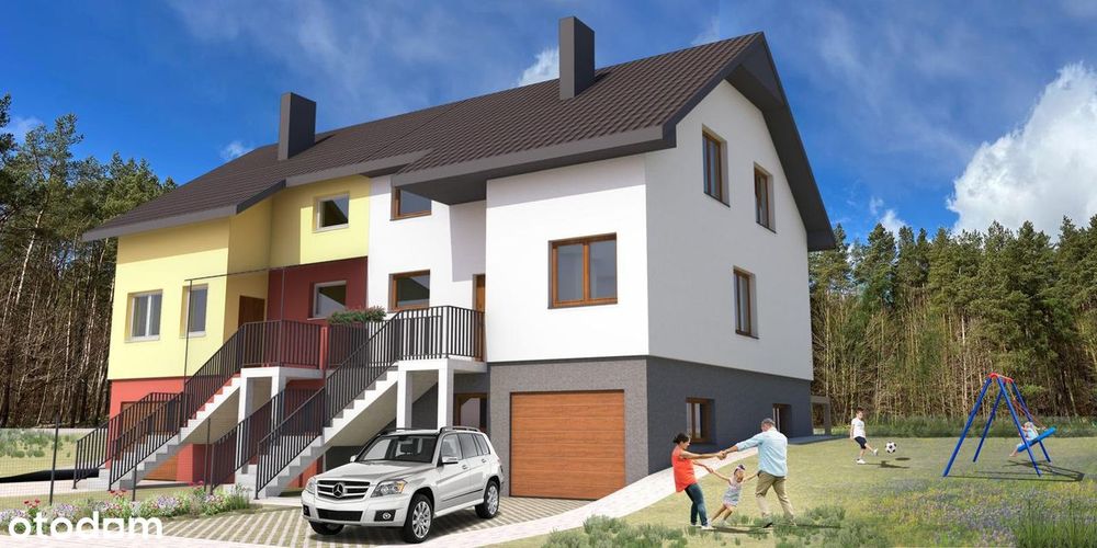 Nowoczesny dom na ścianie lasu z widokiem na jezioro