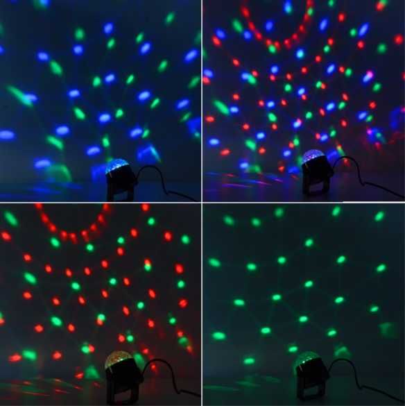 Kula lustrzana kolorowa projektor lampa dyskotekowa laser pilot