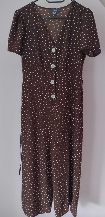 brązowy kombinezon w modne groszki - rozmiar 10 / 38 - Primark