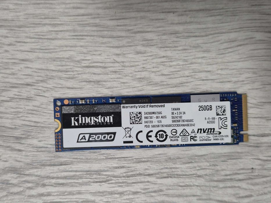 M.2 SSD диск 250GB Kingston A2000 (M.2 2280\NVMe\PCI-e 3.0 x4).TradeIN