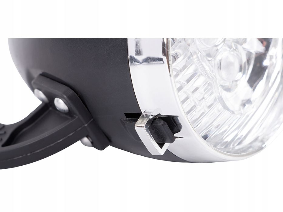 Lampka rowerowa przód LED retro na baterie lampa uchwyt zaczep widelec