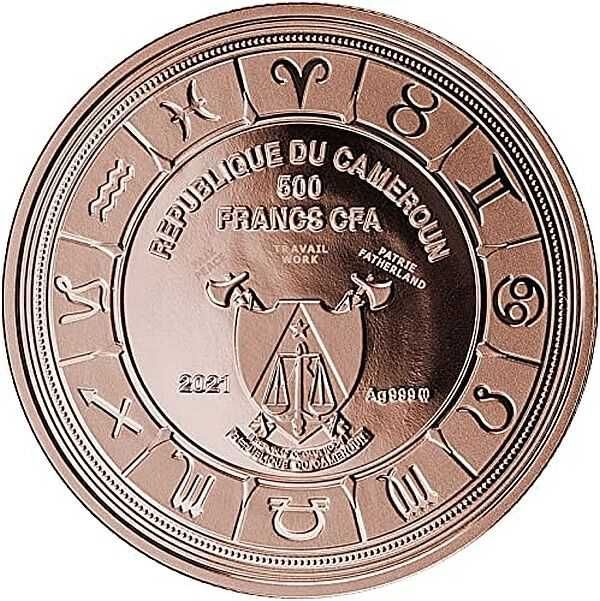 Medal Znaki Zodiaku- STRZELEC -Kamerun 2018 srebro pozłacane