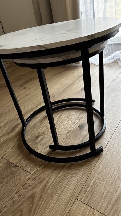 Stolik kawowy biały marmur 2w1