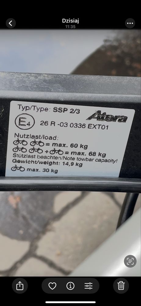 Bagażnik rowerowy Atera 60kg