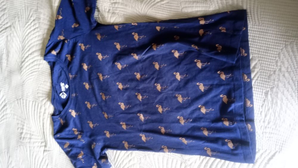 Granatowa koszulka damska -Flamingi rozmiar L firmy Moraj