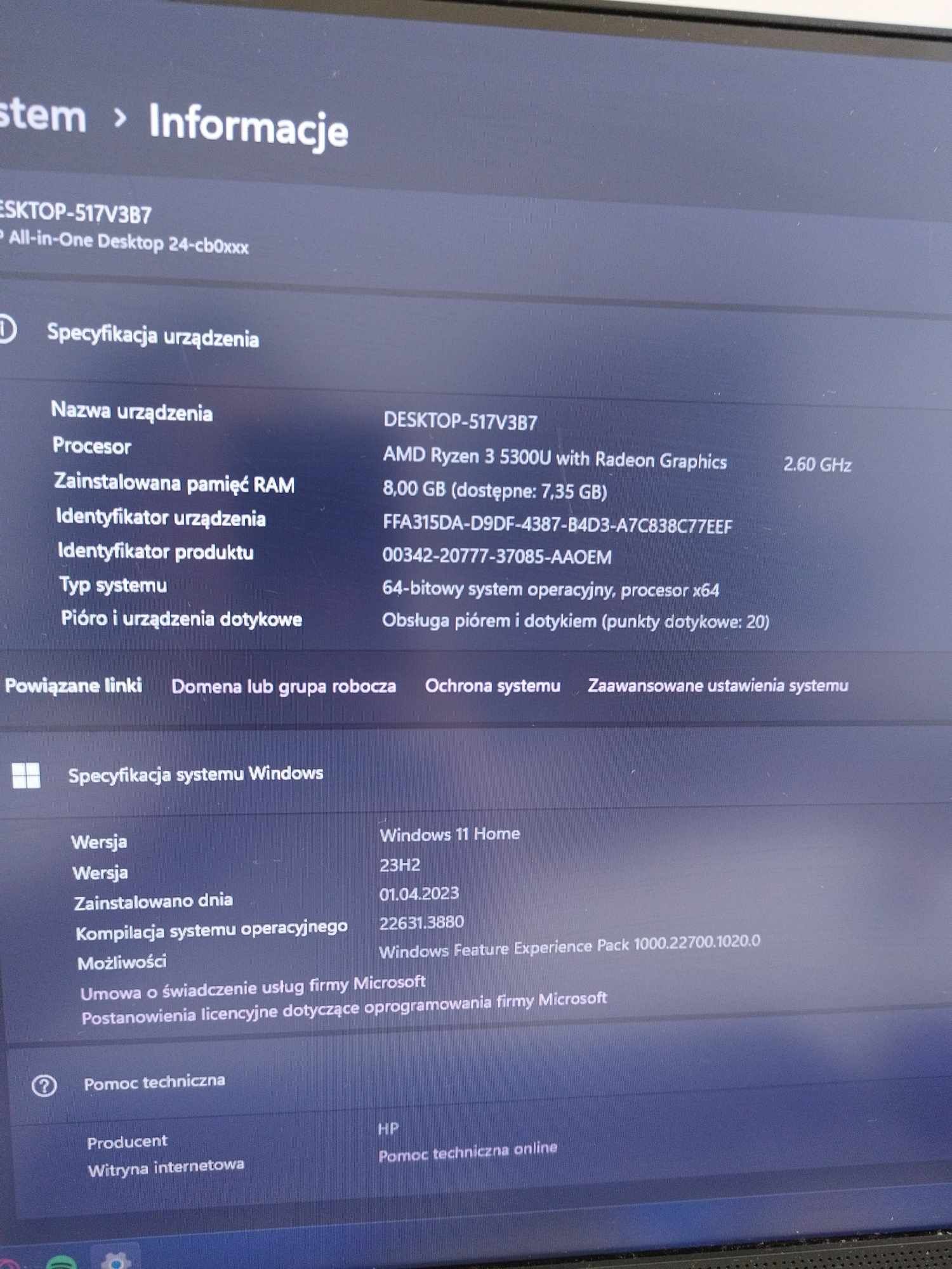 HP All in-One Desktop 24-cb0xxx