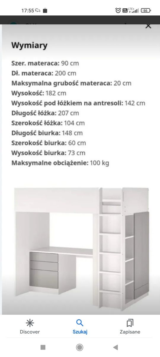 Zestaw meble dzięcięce łóżko piętrowe IKEA STUVA