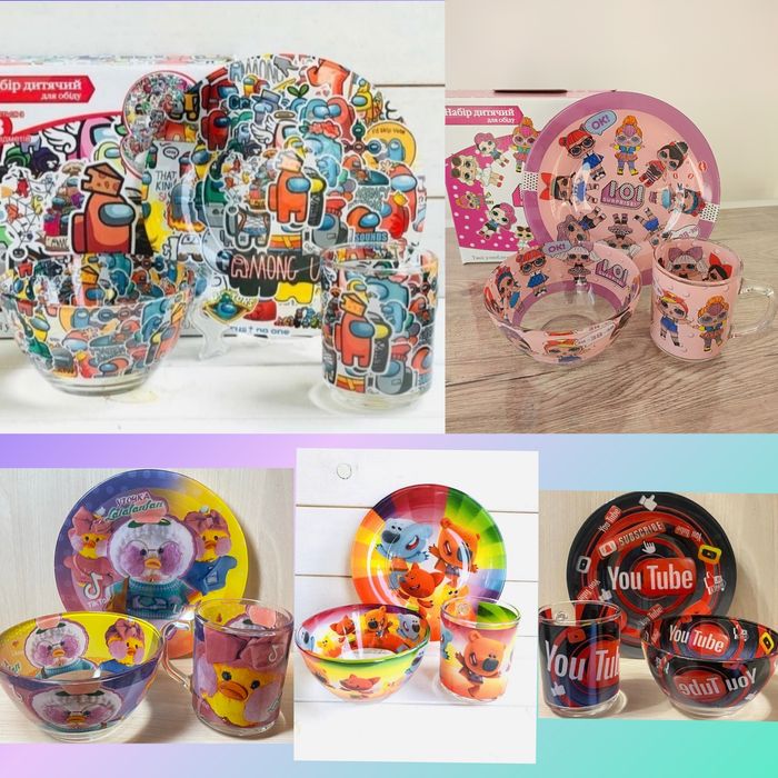 Дитячі набори посуди з улюбленими героями, детская посуда