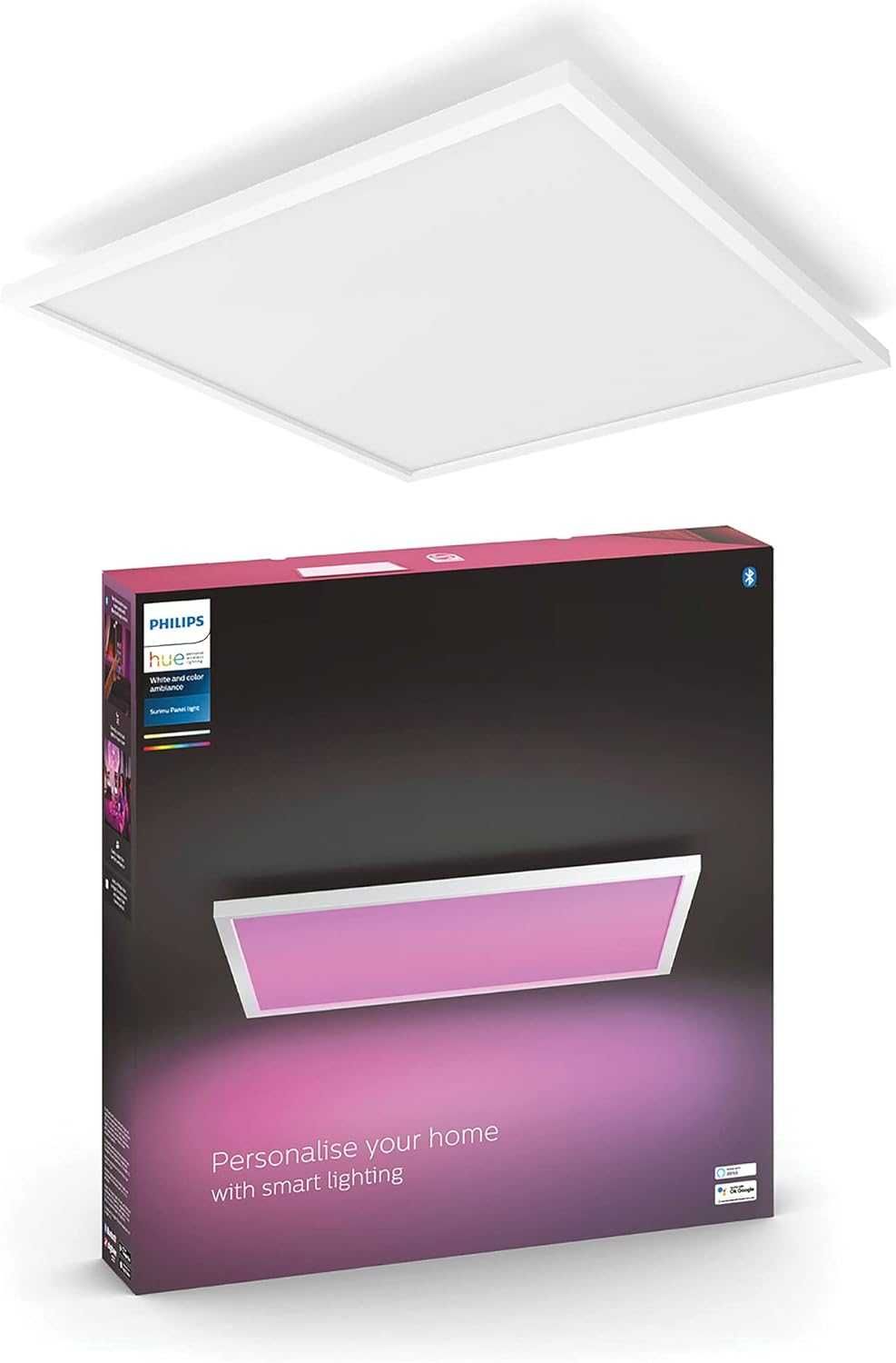 Plafon kwadratowy Philips hue 60 x 60 cm odcienie brązu i beżu