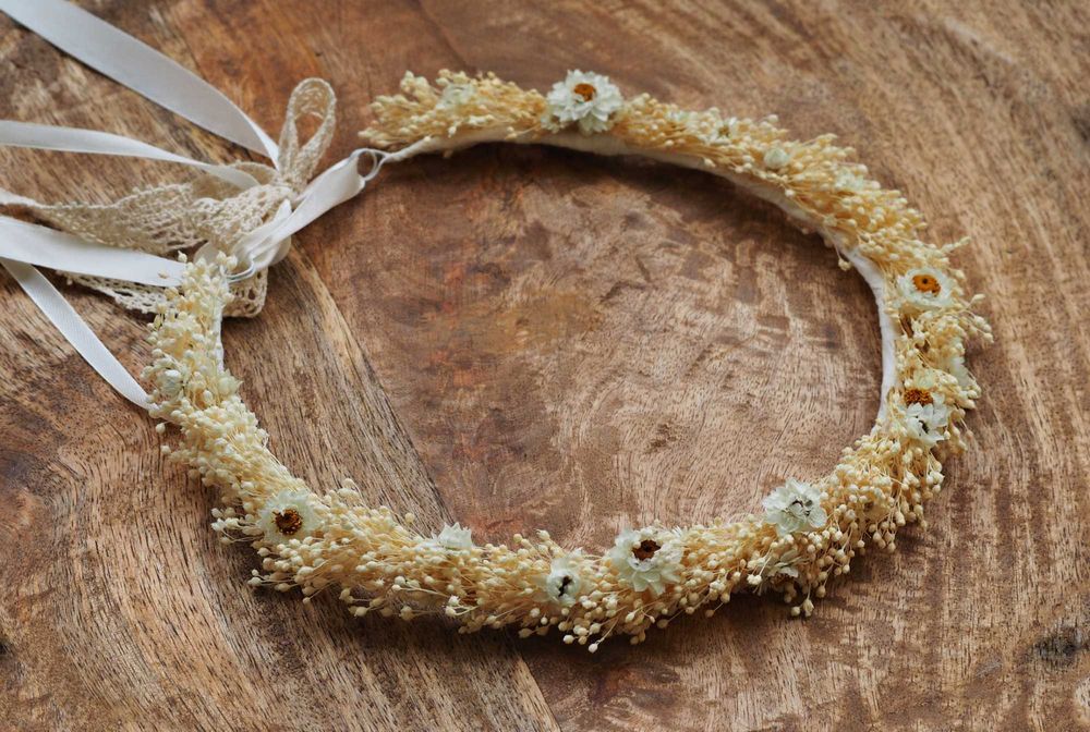 wianek z suszonych kwiatów, na komunie, wesele, wieczór panieński