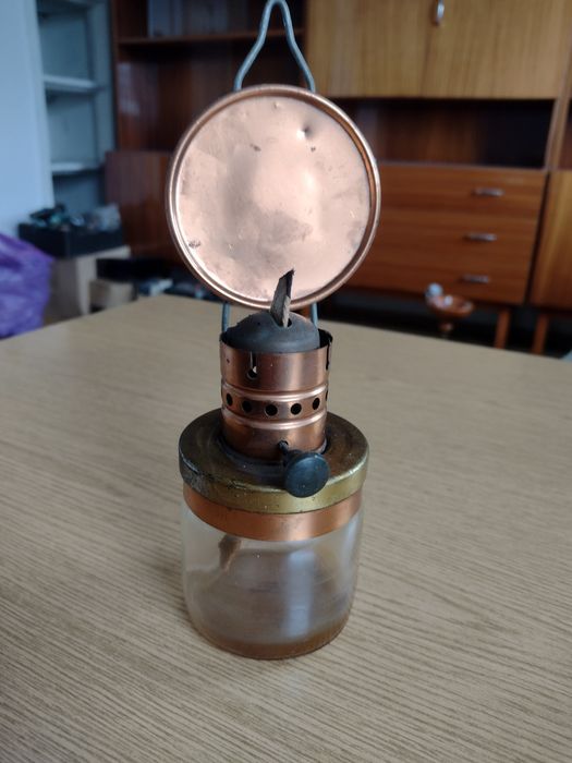 Lampa naftowa, PRL, miedziana