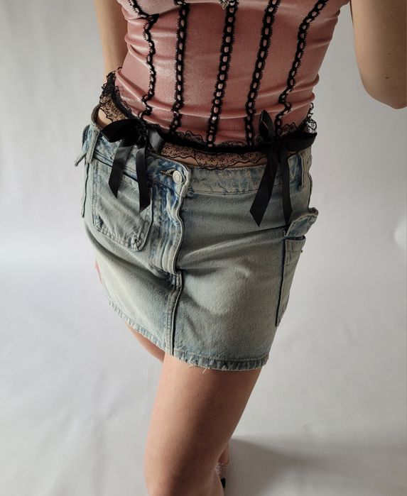 Jeansowa krótka spodnica mini biodrowka 38 M zara