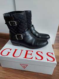 Botki Guess czarne pikowane wstawki srebrne 37 zimowe buty