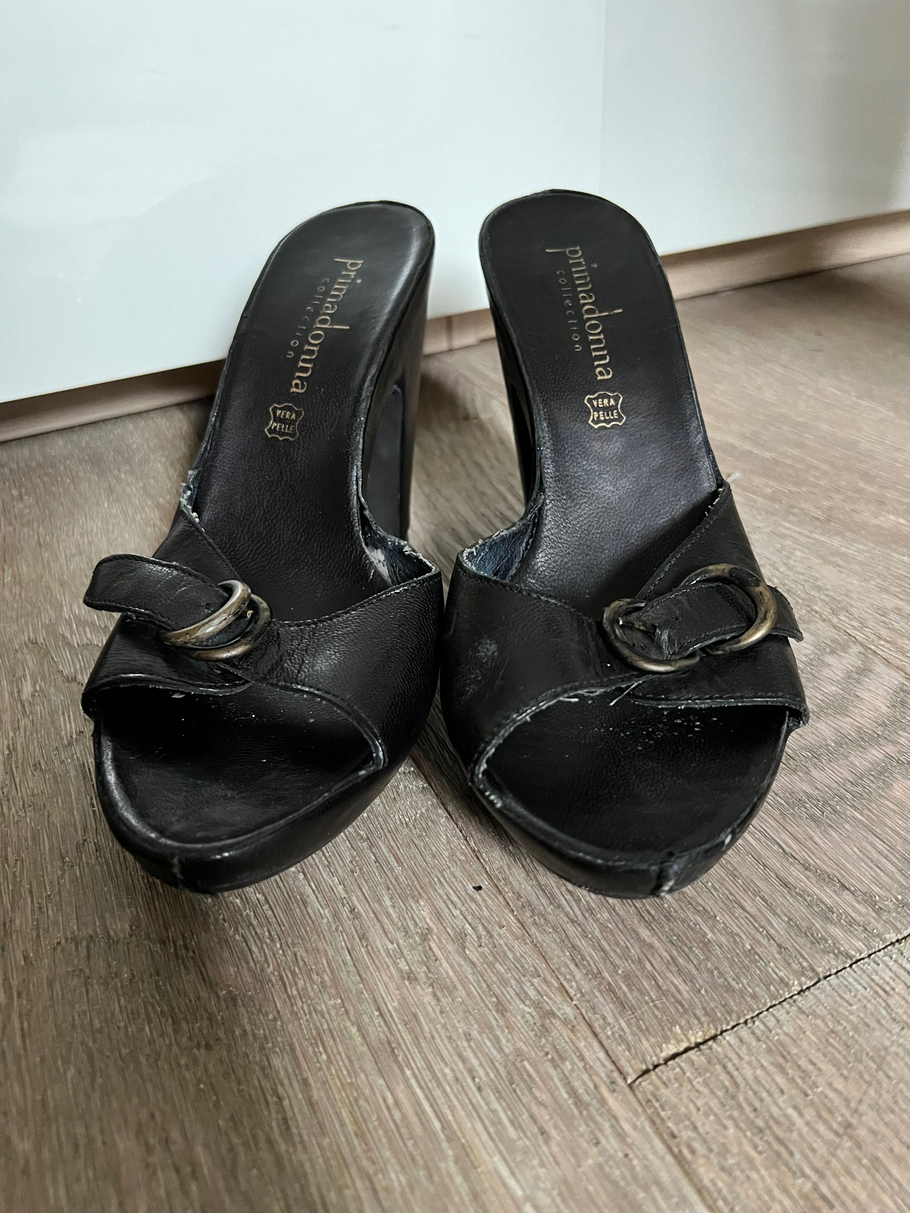 Sandały czarne włoskie skóra primadonna collection 38 - 39