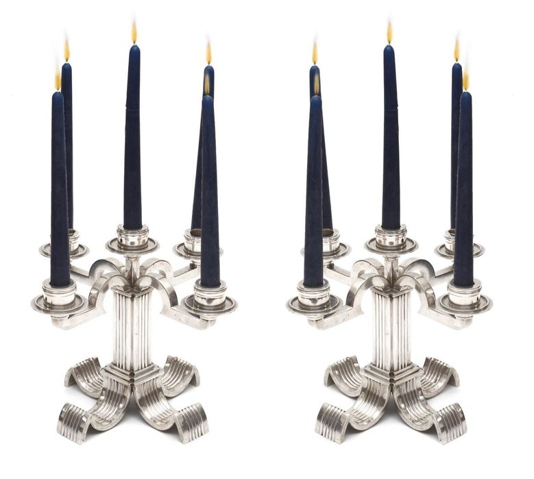Par de Candelabros de Quatro Lumes Art -Deco