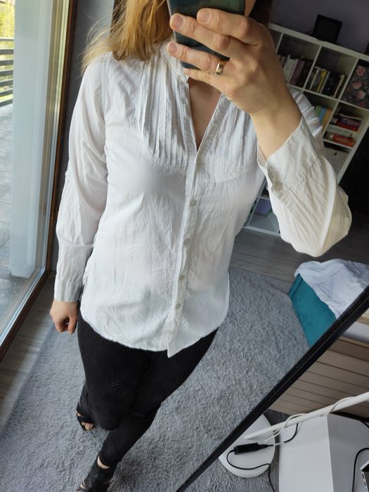Biała koszula z guzikami rozmiar M-S
