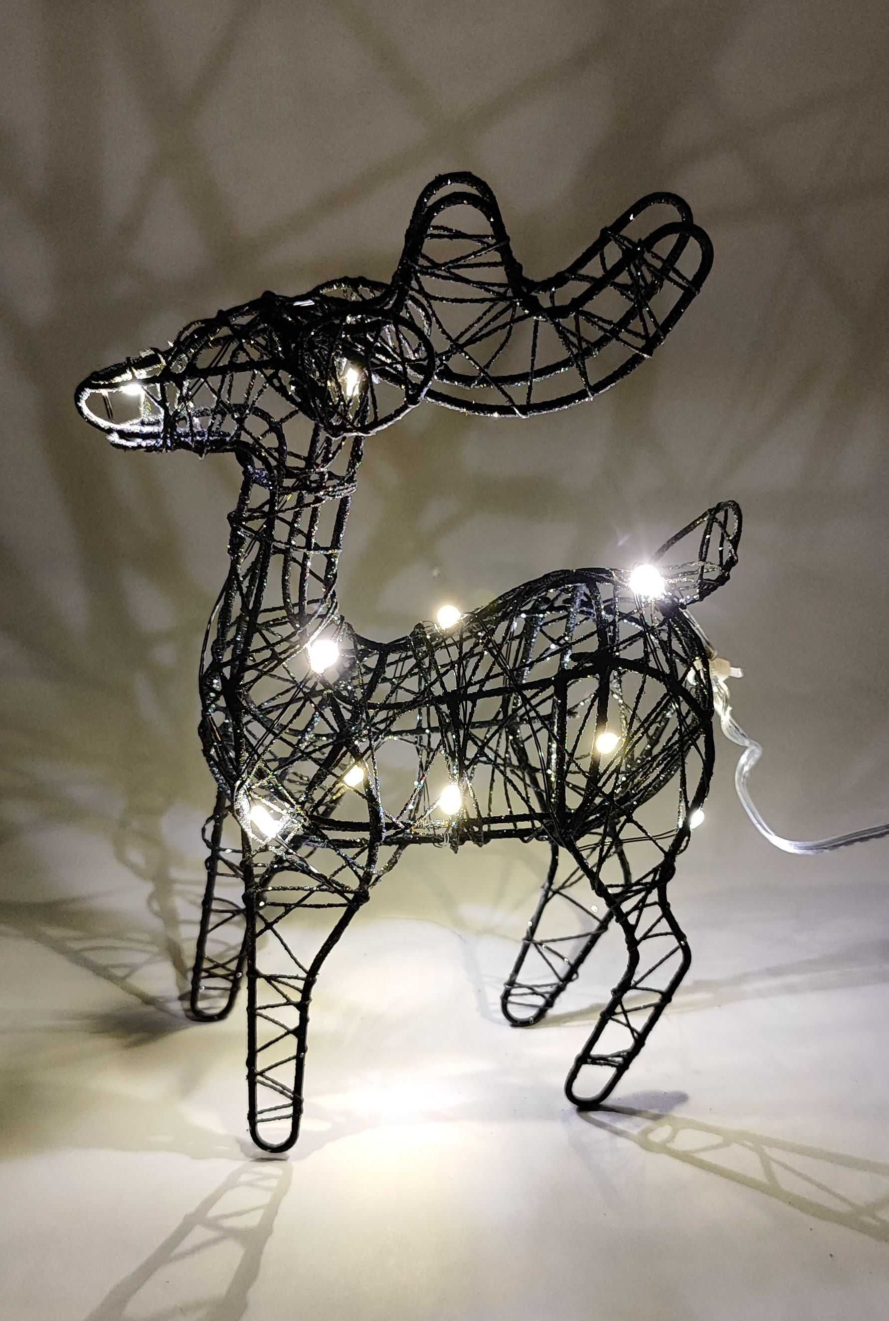 Dekoracja świąteczna Brokatowy czarny renifer LED