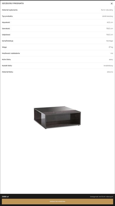 Kler stolik kawowy heritage