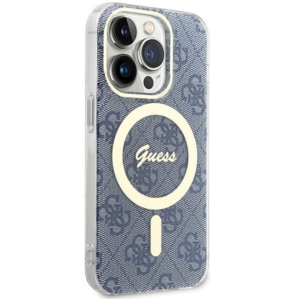 Guess Etui IML 4G MagSafe do iPhone 15 Pro Max 6.7", Niebieskie