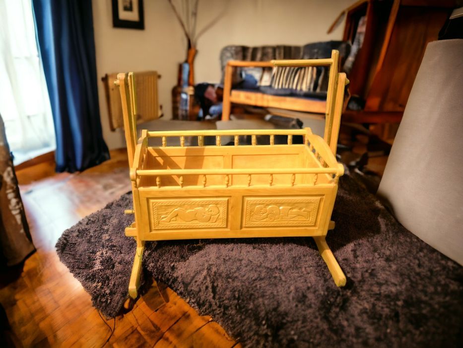 KOŁYSKA ŁÓŻECZKO ekskluzywne ciche rzeźbione HAND MADE - OKAZJA