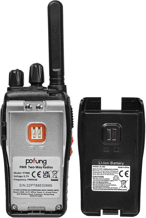 Krótkofalówki  Walkie Talkie PMR446 Pofung PT88E 6 sztuk.