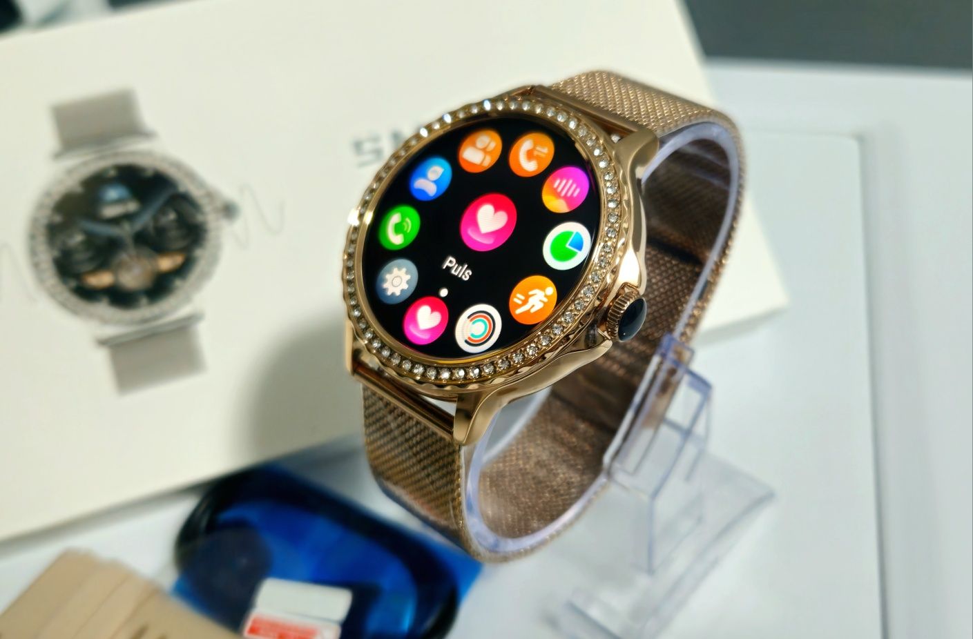 Smartwatch damski złoty bransoleta pasek