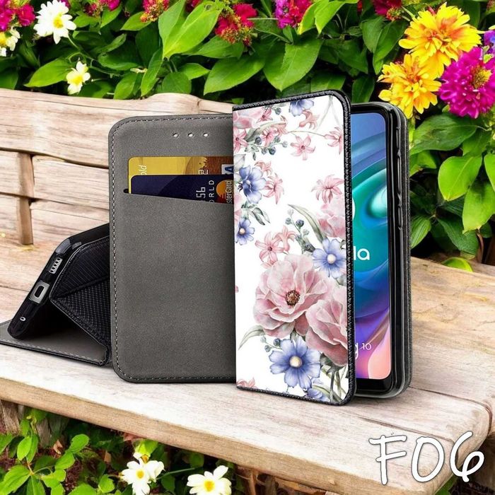 Etui zamykane Motorola MOTO G22 4G Kwiaty Flowers ! Portfel Wiosna