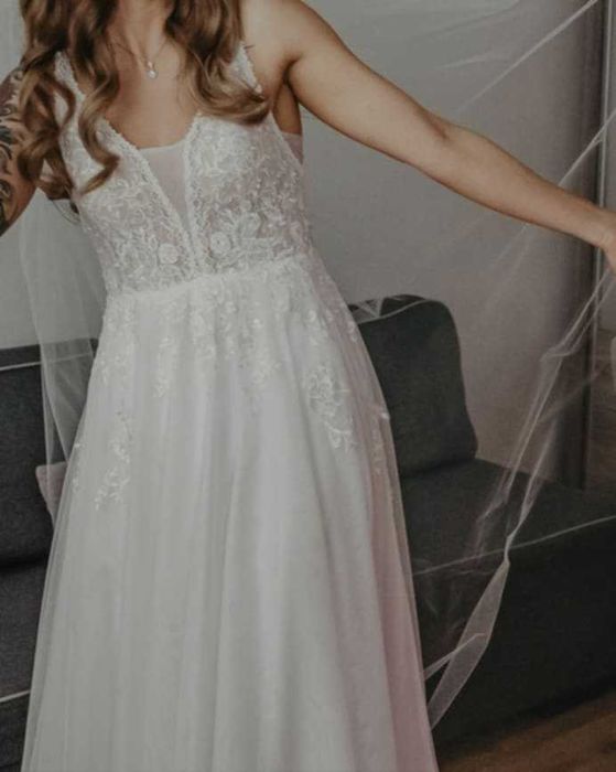 Suknia ślubna, rozmiar 36, wzrost 169 cm