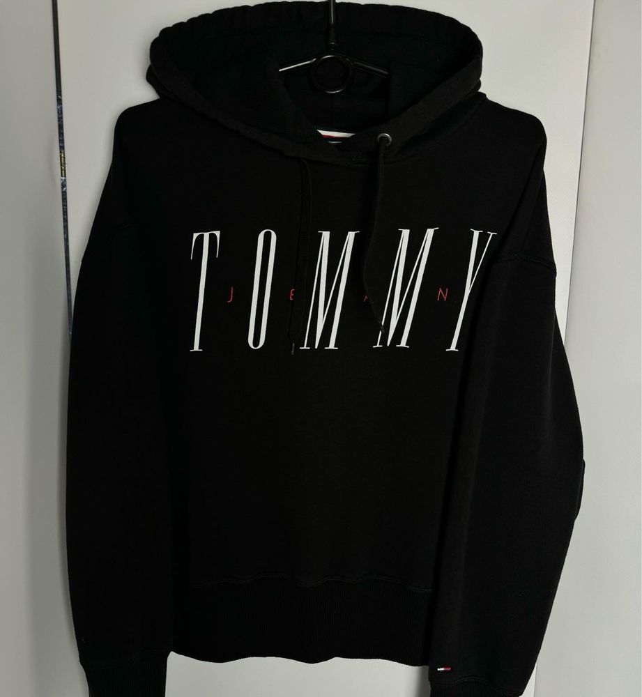 Худі tommy hilfiger чорний кофта з капюшоном толстовка оверсайз томмі