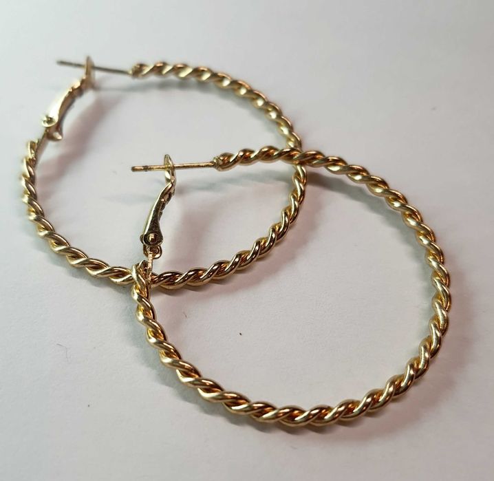 Złote Kolczyki Stal Chirurgiczna Bardzo Eleganckie Kółka 4cm