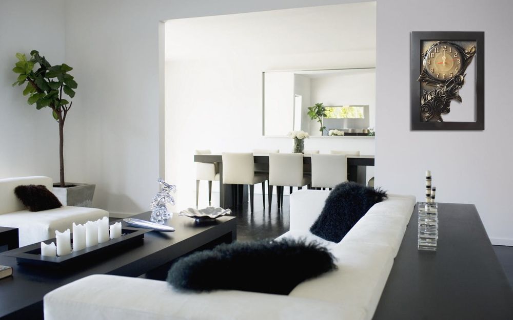 Czarno mosiężny zegar w ramie z litego drewna, skóra + DEDYKACJA