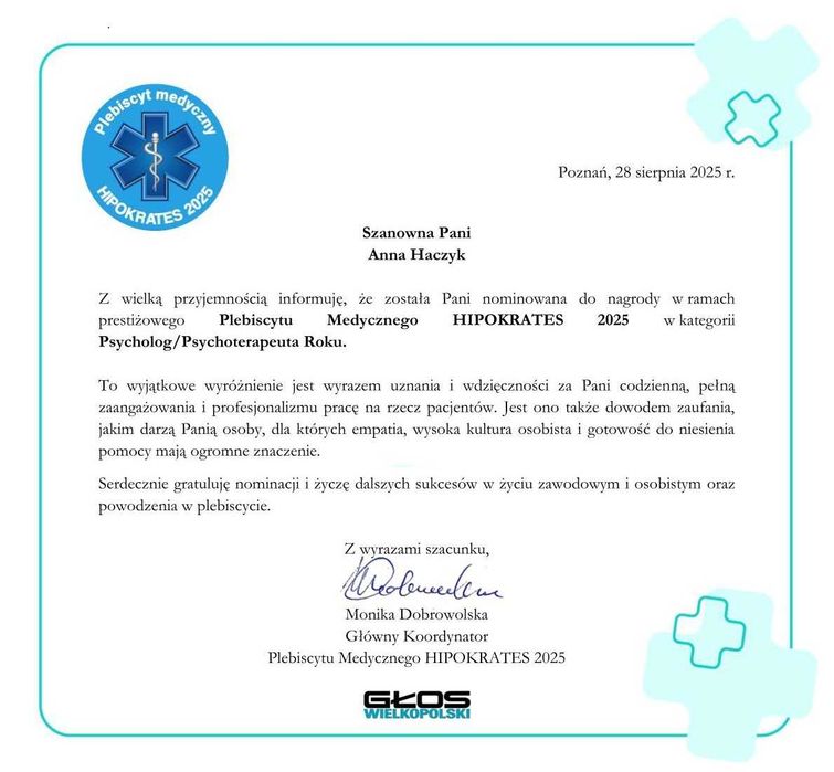 Psycholog - pomoc, terapia, interwencja, konsultacja - online