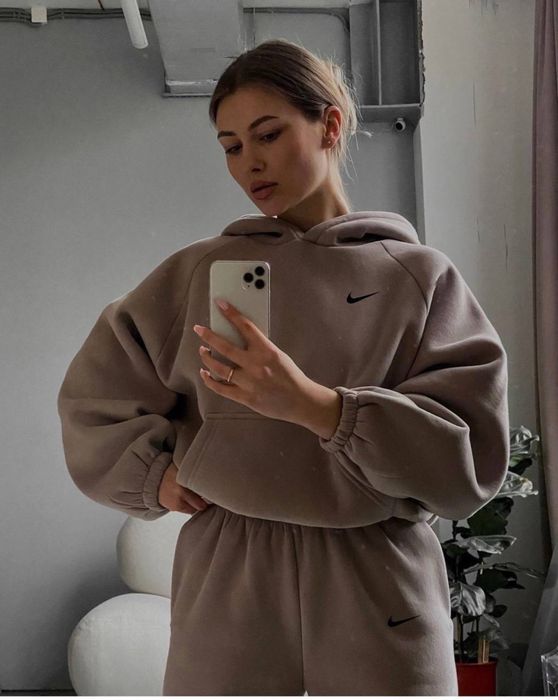 Жіночий костюм Nike утеплений Кофта/худі та штани НА ФЛІСІ 42-46 S-M-L